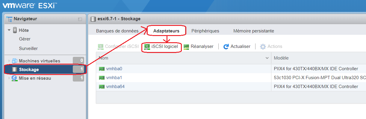 ESXi 6.7 : Création d'un datastore en iSCSI