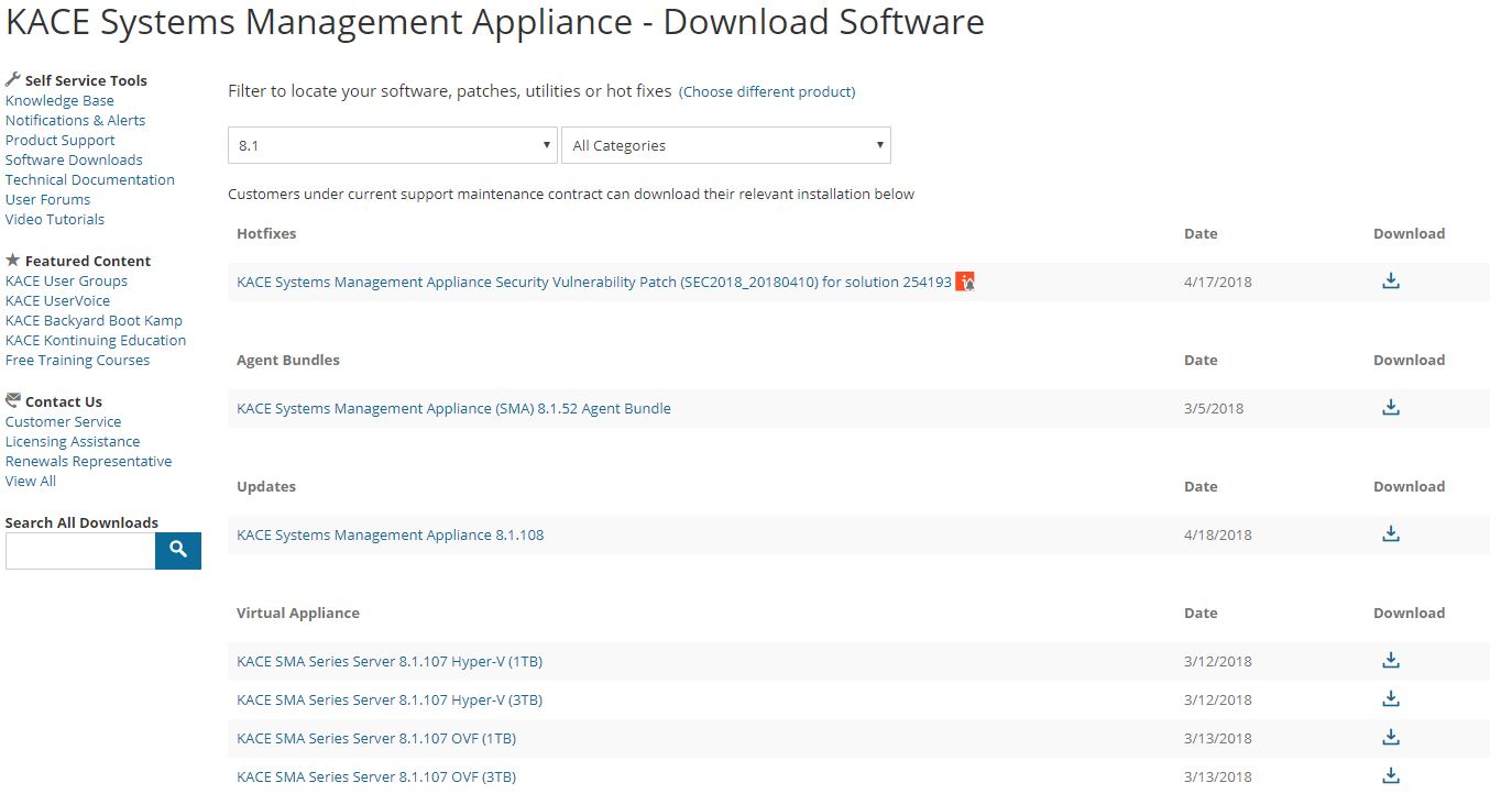 Kace : Déploiement du SMA Systems Management Appliance