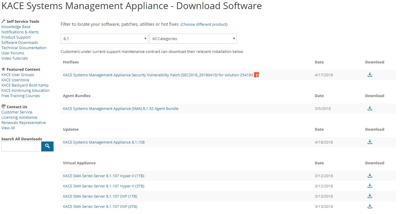 Kace : Déploiement du SMA Systems Management Appliance