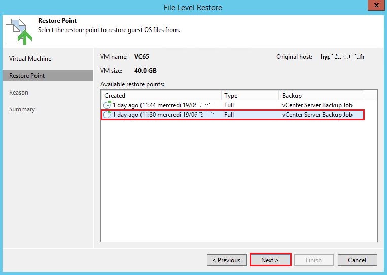 Veeam: Restauration d'un fichier Windows avec Veeam