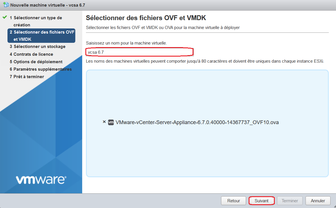 VMware: Déployer un vCSA 6.7