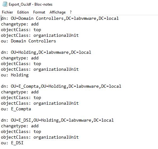 Active Directory : Migrer la structure des OU sur un nouveau domaine avec LDIFDE