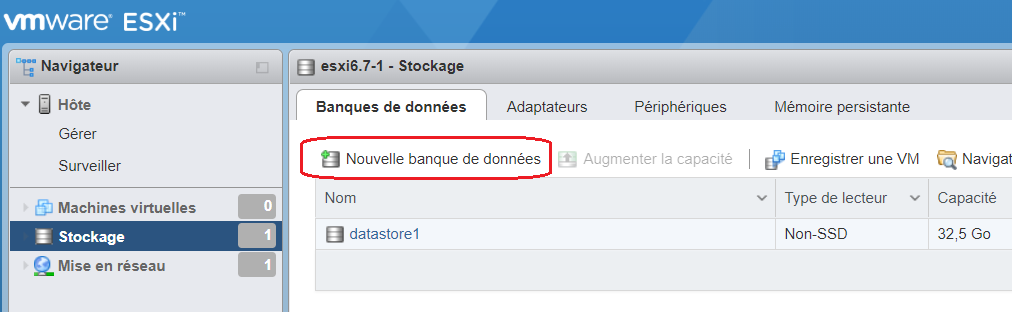 ESXi 6.7 : Création d'un datastore en iSCSI