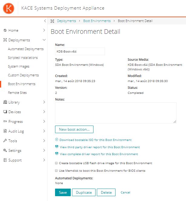 Kace SDA : Création d'un média bootable pour provisioning automatisé