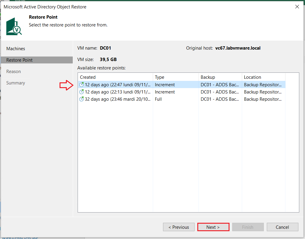 Veeam: Sauvegarder et restaurer des objets Active Directory