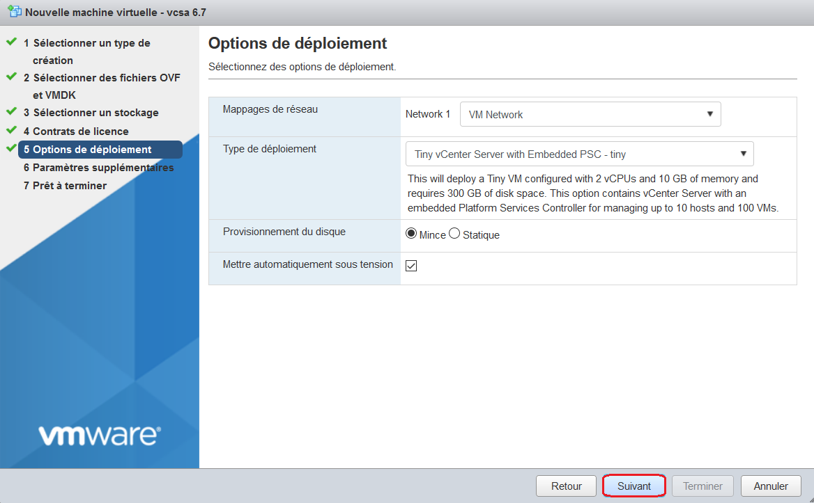 VMware: Déployer un vCSA 6.7
