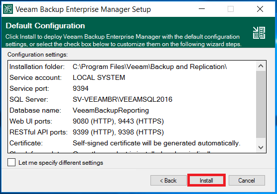 Veeam Enterprise Manager: Installation et configuration initiale