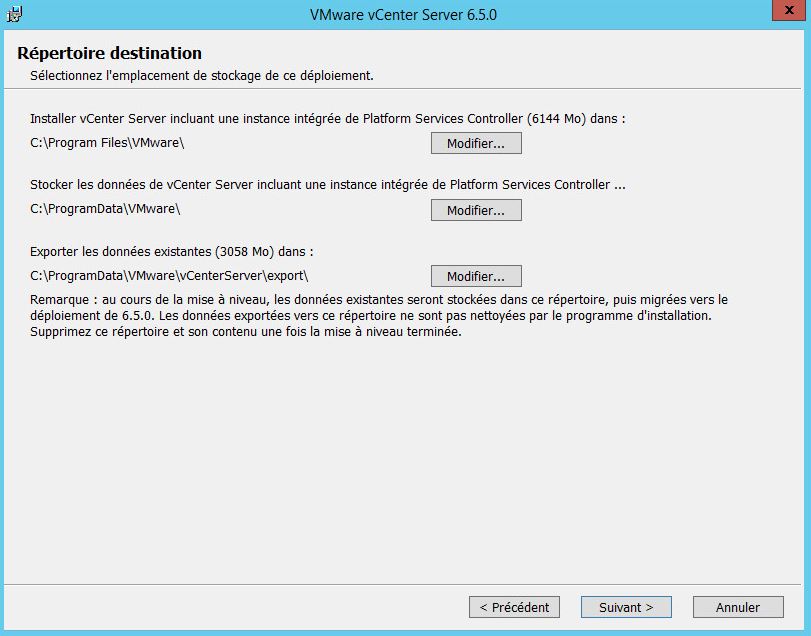 VMware : upgrade vCenter 6.0 vers 6.5