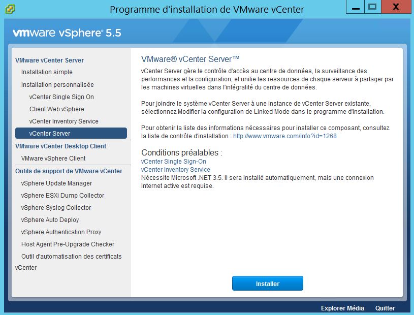 VMware : Installer vCenter Server 5.5 sous Windows Server