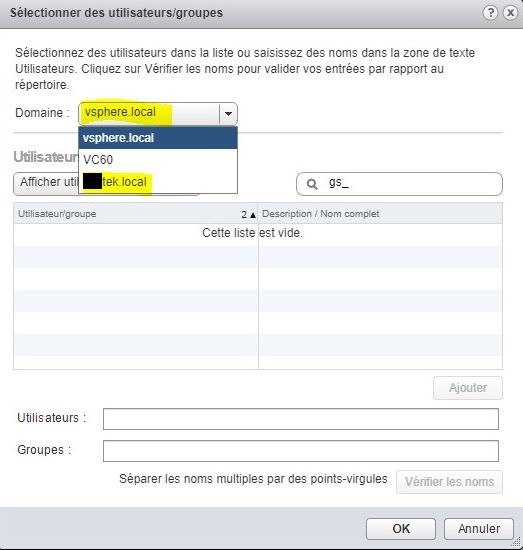 vCenter : Ajouter une source d'identité Active Directory à vCenter SSO