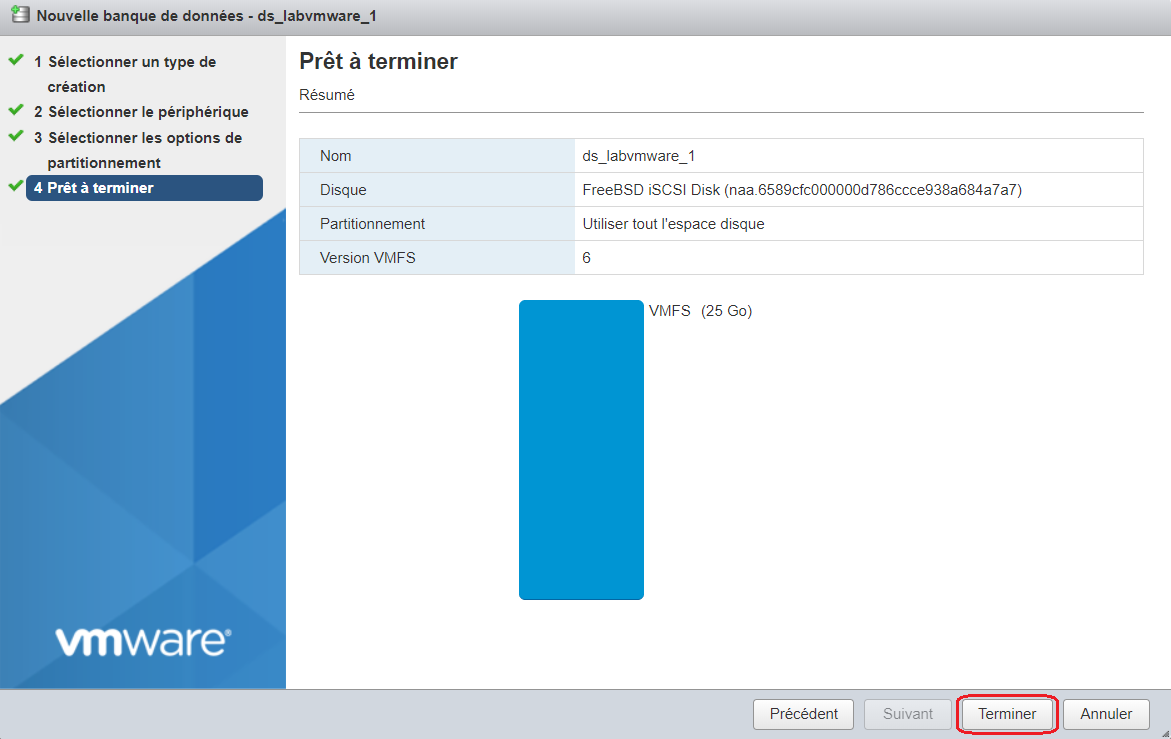 ESXi 6.7 : Création d'un datastore en iSCSI