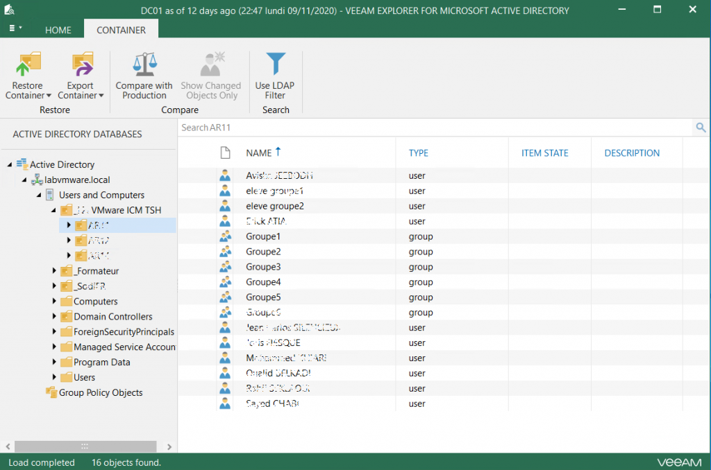 Veeam: Sauvegarder et restaurer des objets Active Directory