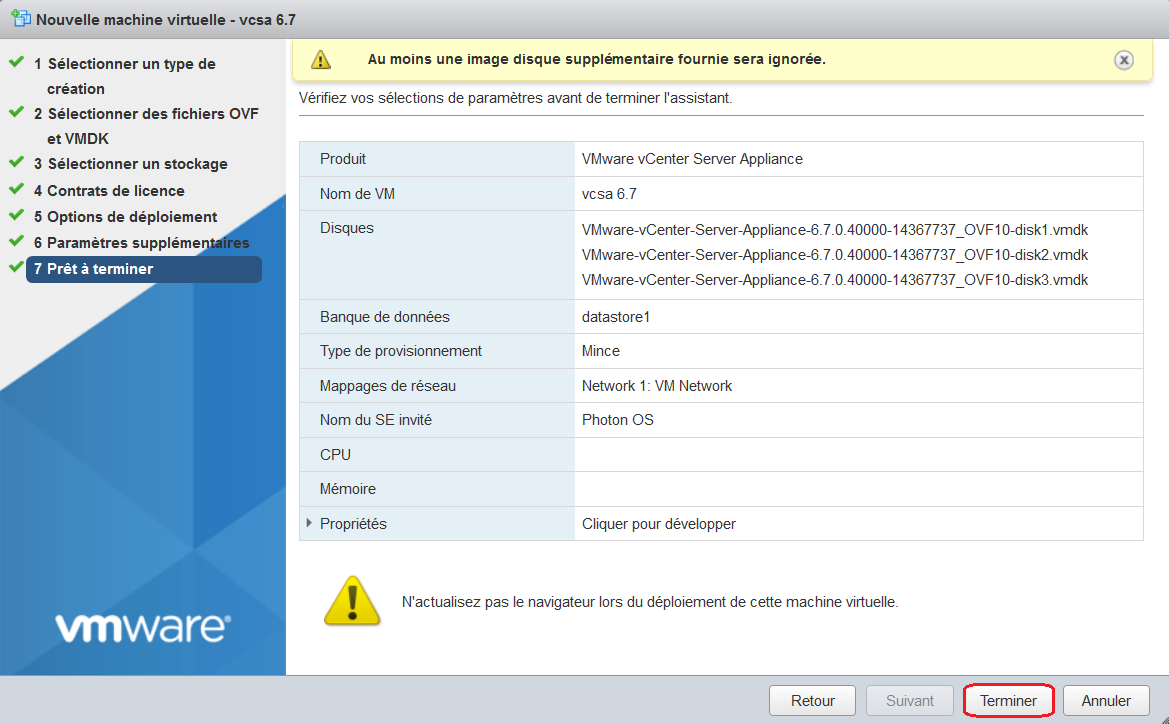 VMware: Déployer un vCSA 6.7