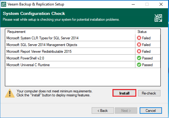 Installation Veeam Backup & Recovery v10