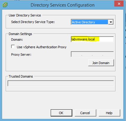 VMware : Activer l'authentification AD sur un ESXi