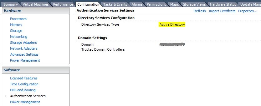 VMware : Activer l'authentification AD sur un ESXi