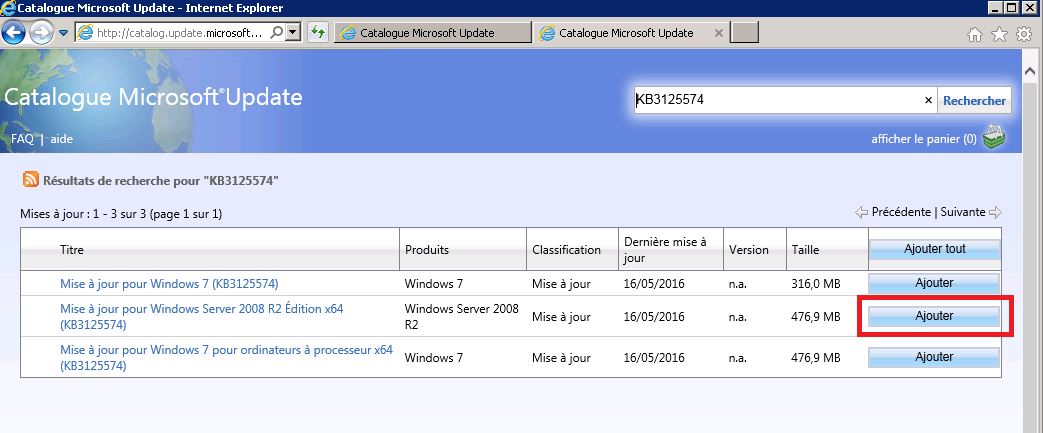 WSUS : ajouter des mises à jours depuis le Catalogue Microsoft Update