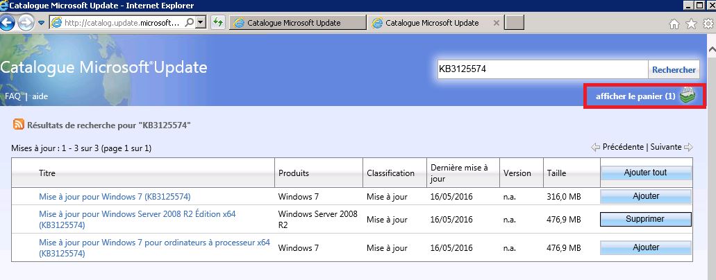 WSUS : ajouter des mises à jours depuis le Catalogue Microsoft Update