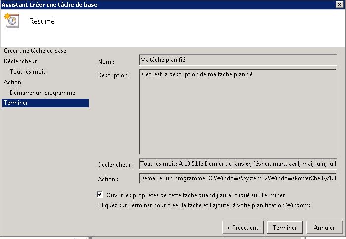 Powershell : exécuter un script en tâche planifiée