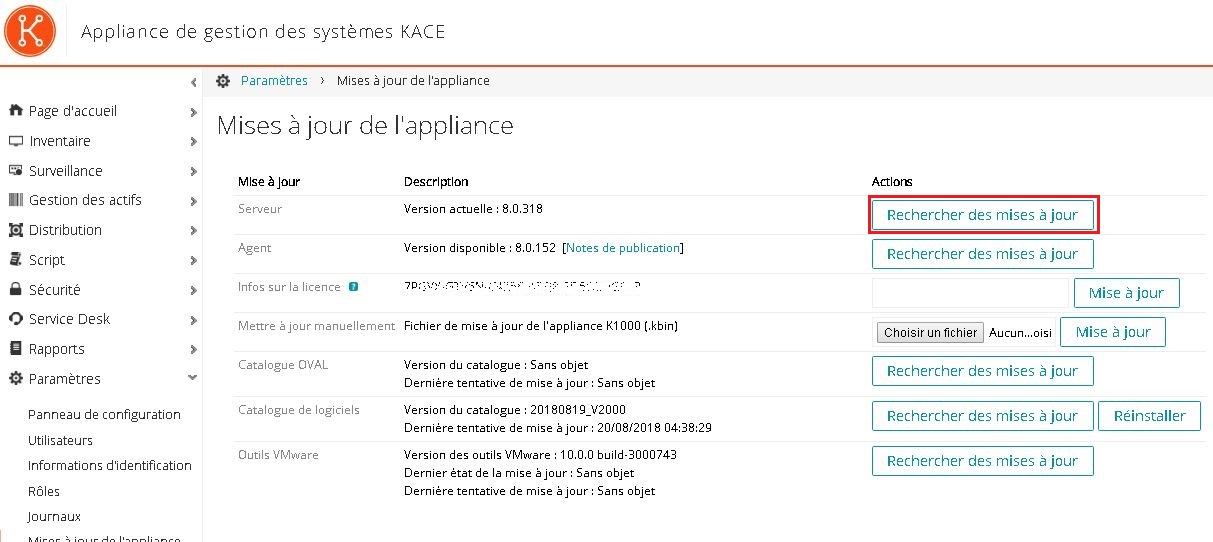 Kace SMA : Upgrade du SMA Systems Management Appliance