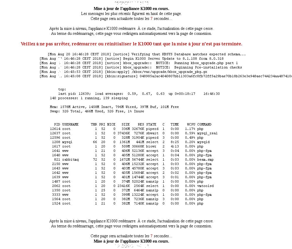 Kace SMA : Upgrade du SMA Systems Management Appliance