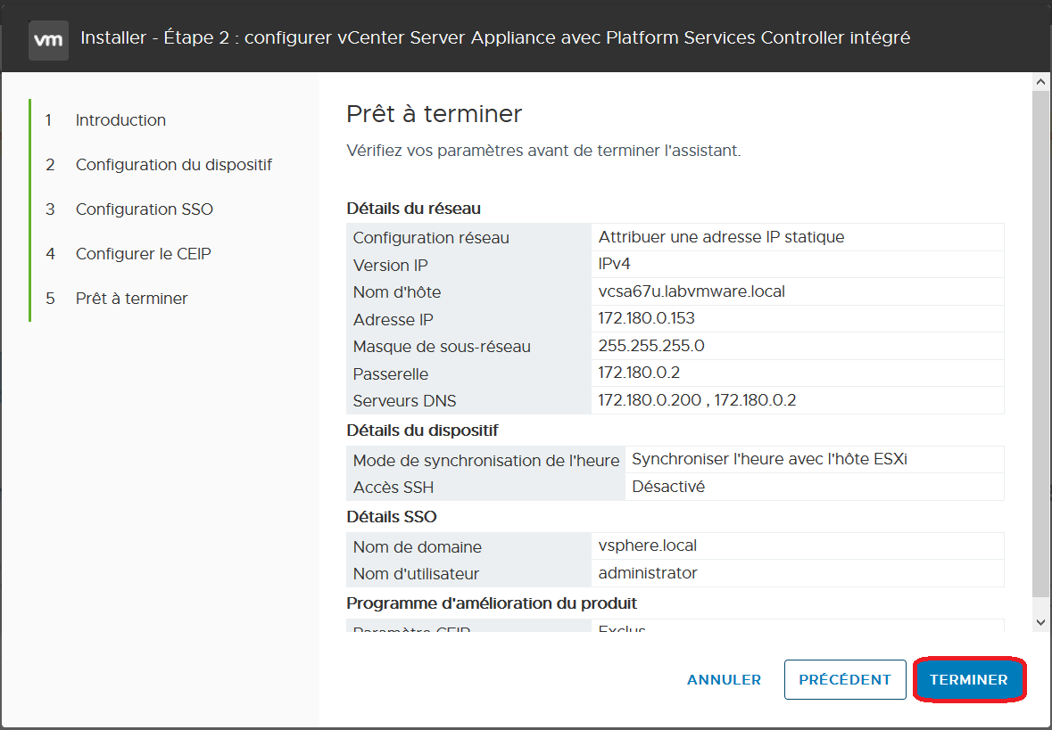 VMware: Déployer un vCSA 6.7