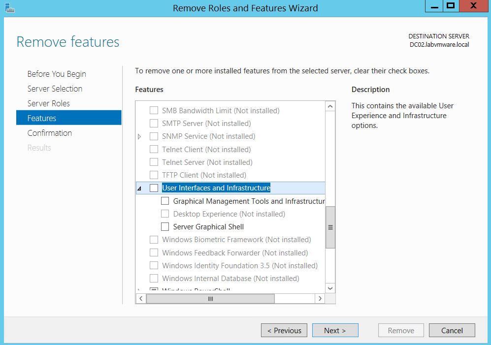 Windows Server 2012 Core : Installer/supprimer l'interface graphique