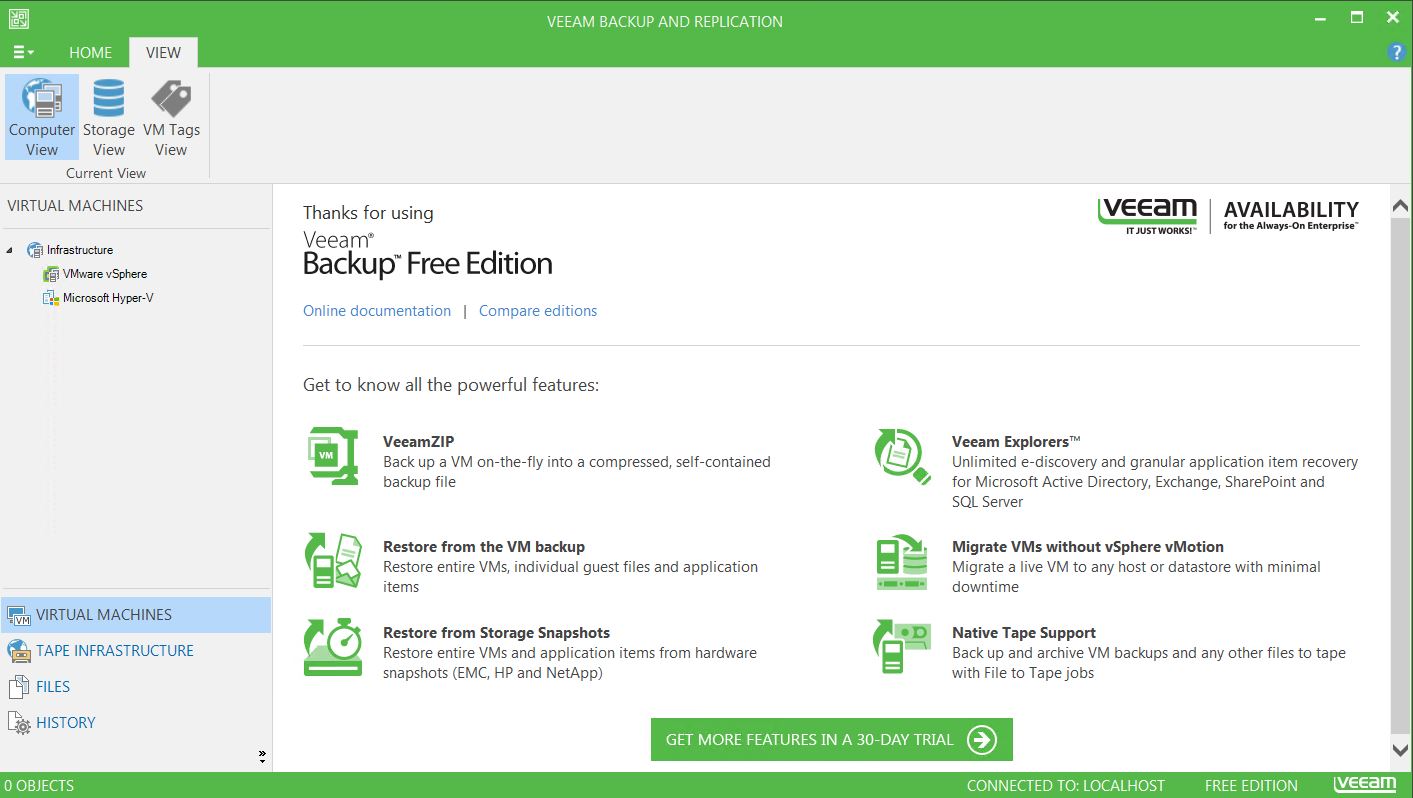 Installer Veeam Backup version gratuite