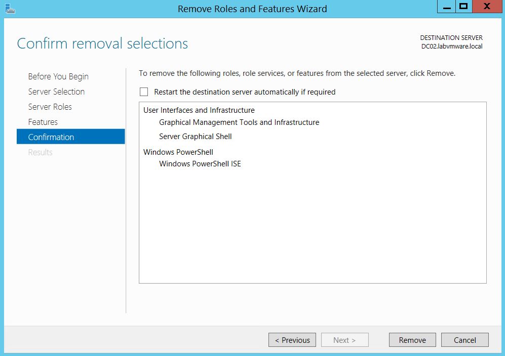 Windows Server 2012 Core : Installer/supprimer l'interface graphique