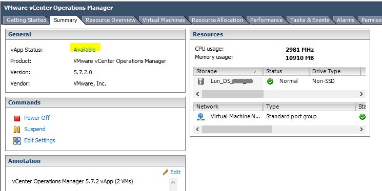 VMware : Install vCenter Operation Manager vCops