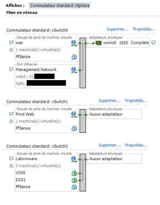 Pfsense : Mise en place d'un routeur frontal sur un ESXi dédié