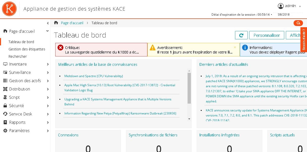 Kace : Déploiement du SMA Systems Management Appliance