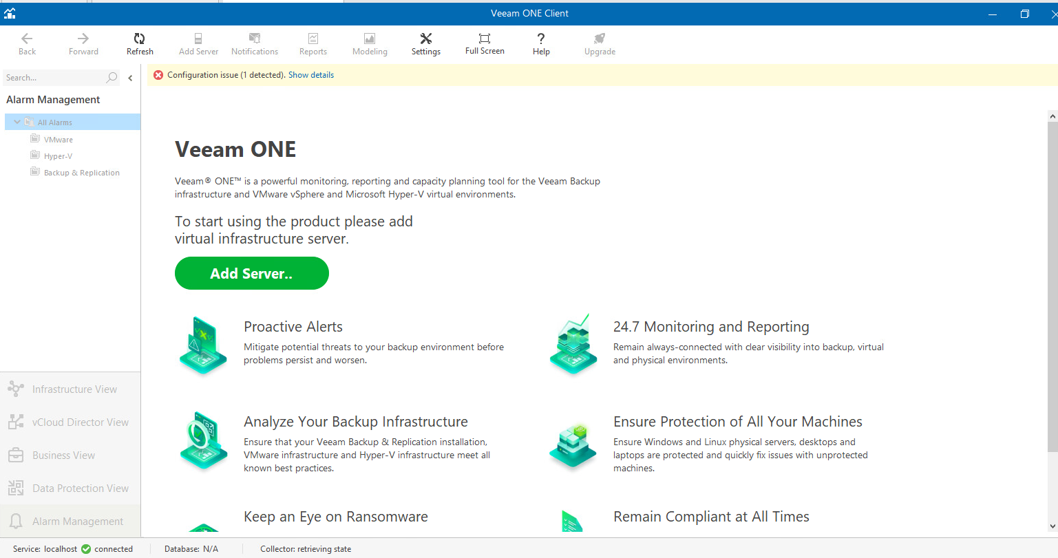 Installation et configuration initiale Veeam One