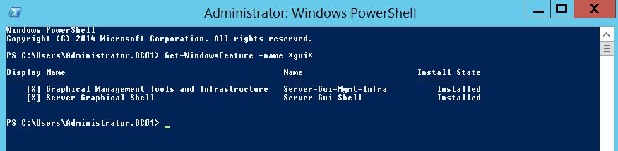 Windows Server 2012 Core : Installer/supprimer l'interface graphique