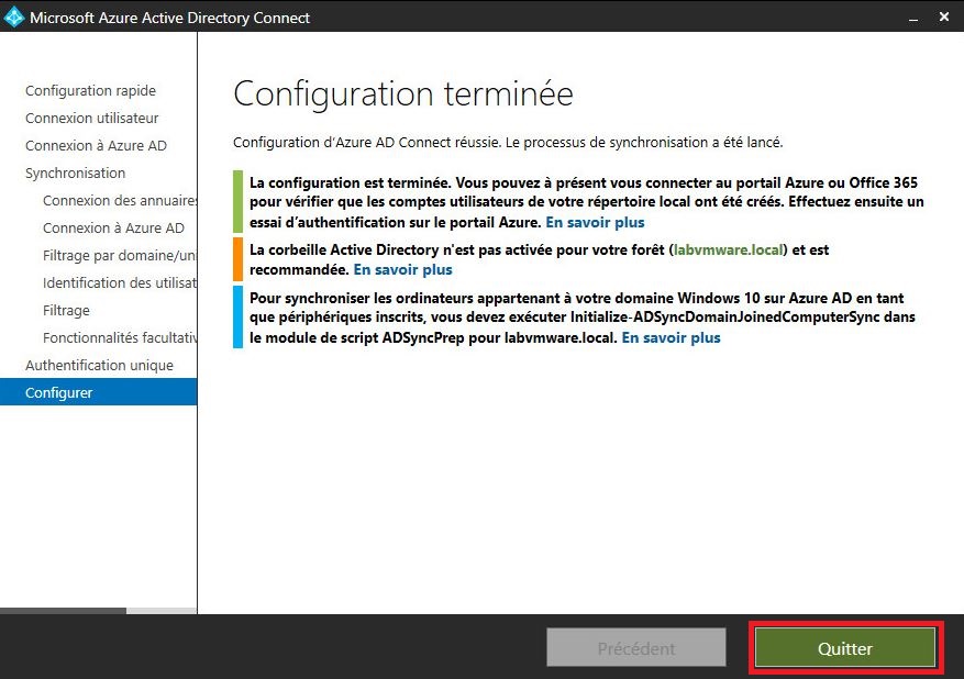 Azure : Création d'un domaine et configuration d'AD Azure Connect