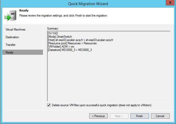 Veeam : migration d'une VM à chaud