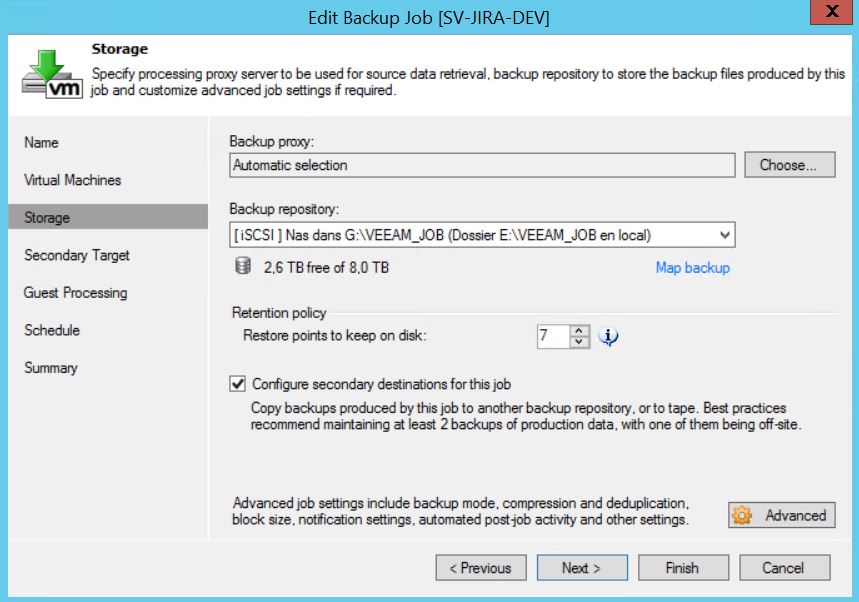 Veeam : Sauvegarde sur bande LTO