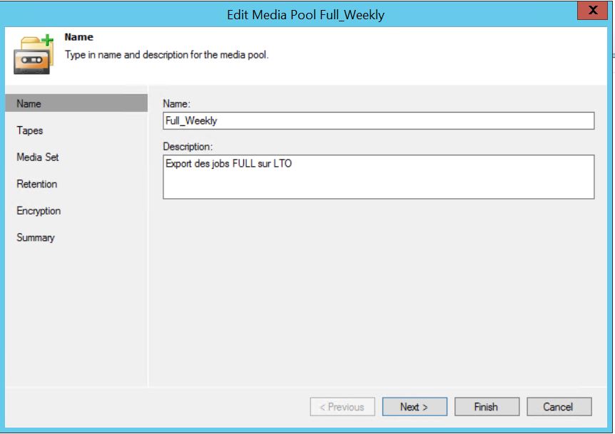 Veeam : Sauvegarde sur bande LTO