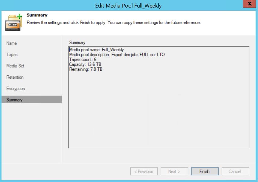 Veeam : Sauvegarde sur bande LTO