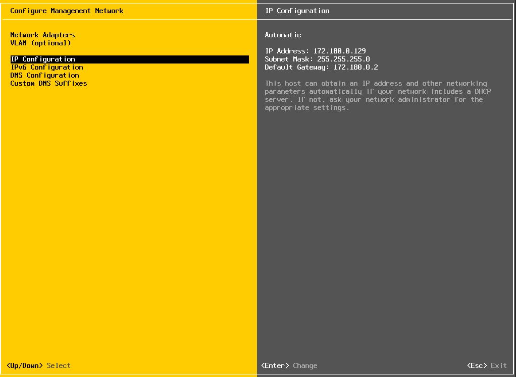 VMware : Configuration Réseau d'un ESXi