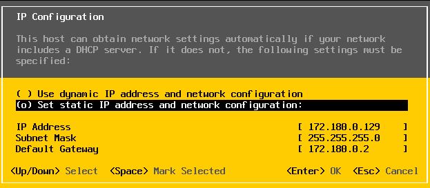 VMware : Configuration Réseau d'un ESXi