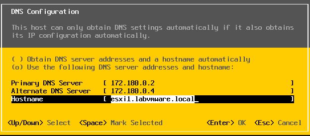 VMware : Configuration Réseau d'un ESXi