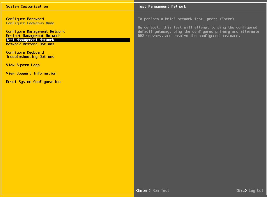 VMware : Configuration Réseau d'un ESXi