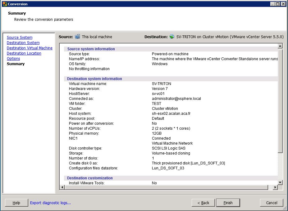 VMware : Conversion en machine virtuelle d'une machine physique (P2V)