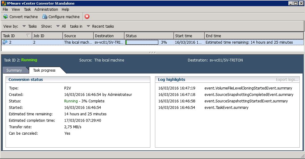 VMware : Conversion en machine virtuelle d'une machine physique (P2V)