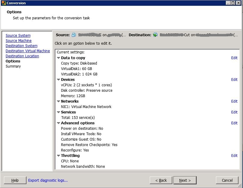 VMware : réduire la taille d'un disque .vmdk avec VMware Convertor