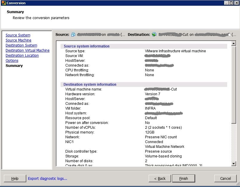 VMware : réduire la taille d'un disque .vmdk avec VMware Convertor