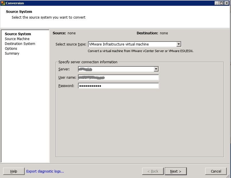 VMware : réduire la taille d'un disque .vmdk avec VMware Convertor