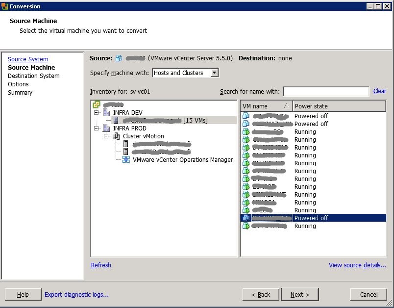 VMware : réduire la taille d'un disque .vmdk avec VMware Convertor