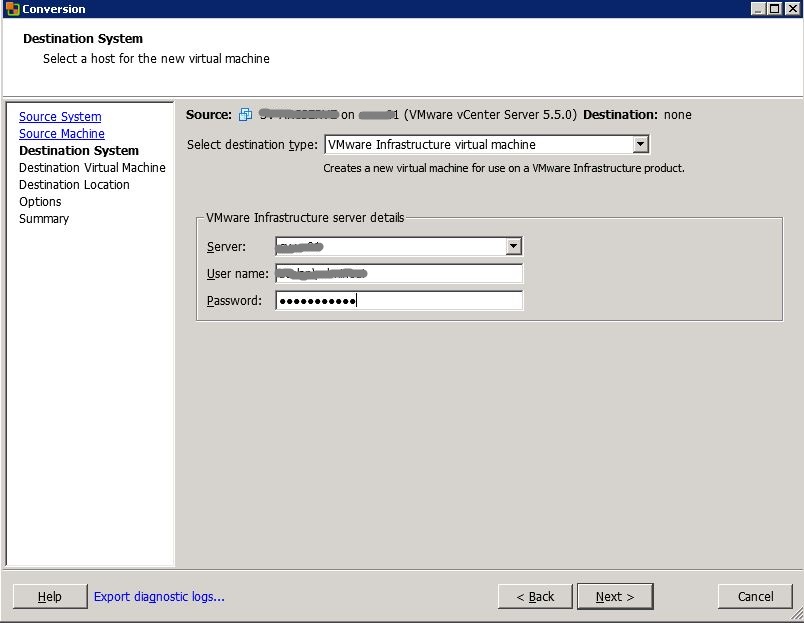 VMware : réduire la taille d'un disque .vmdk avec VMware Convertor